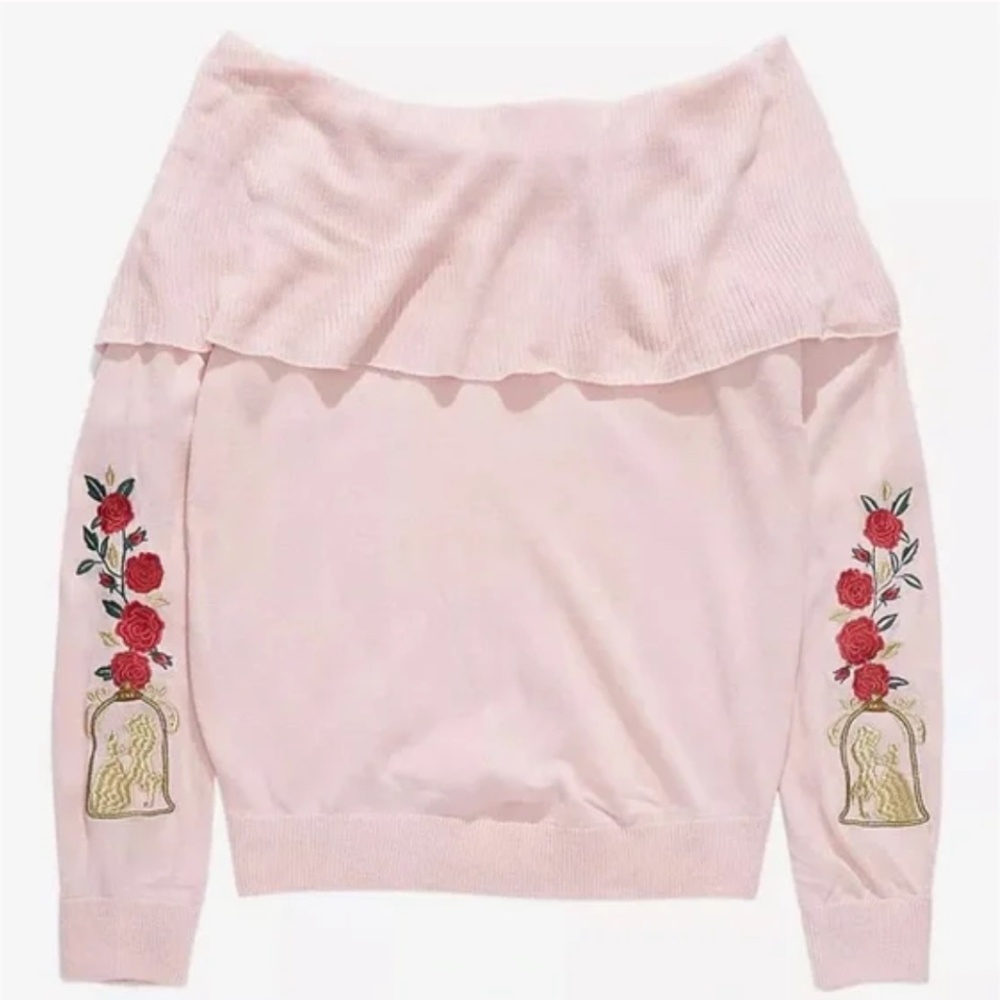 Hot Topic Beauty & the Beast Foldover Girls Sweater - XS